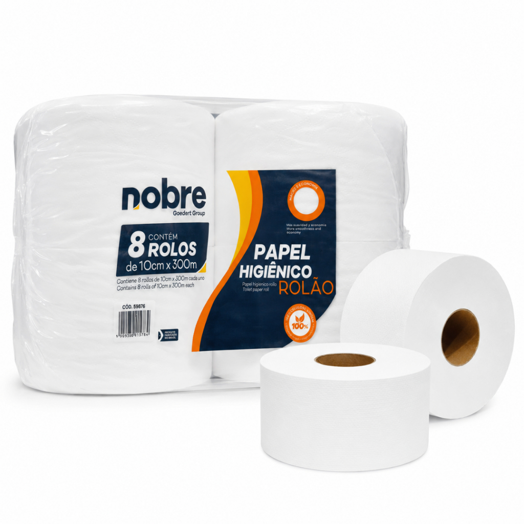 Papel Higienico Branco Super Luxo Premium Rolao 300 M C/ 8 Rolos Nobre