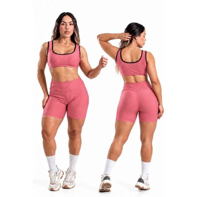 Conjunto de academia, top , shorts poliéster feminino , gramatura  320 de zero transparência ,excelente para academia