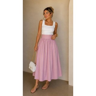 SAIA MIDI FEMININA ROSA | TRICOLINE
