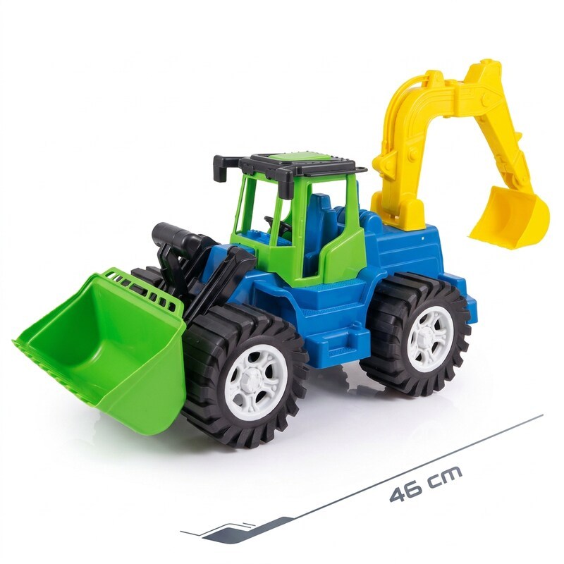 Máquina Escavadeira Carrinho Brinquedo 46cm Retroescavadeira Gigante para Meninos 3 anos - Certif. INMETRO | QUEEN SHOP · foto 2
