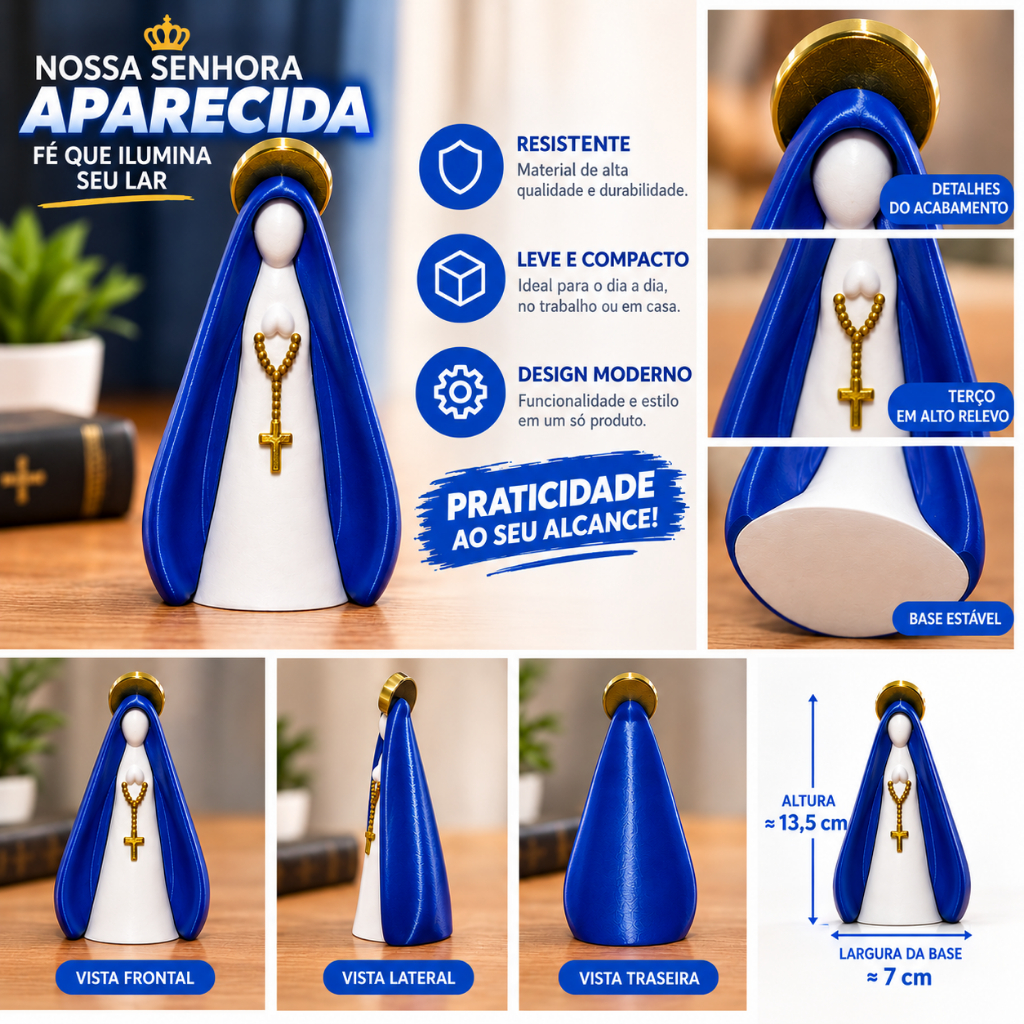 Escultura Decorativa Nossa Senhora Aparecida – Decoração Religiosa, Presente de Fé, Proteção e Devoção para sua Casa