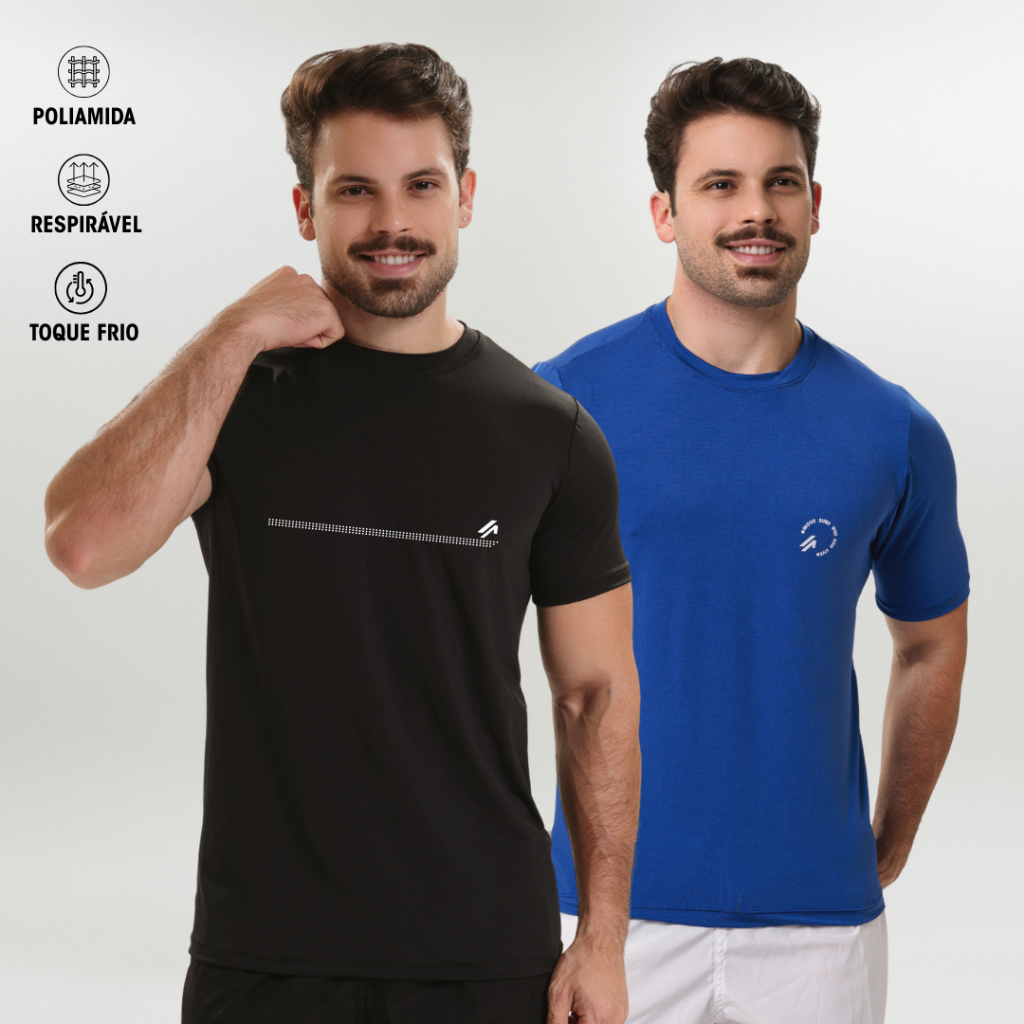 Kit 2 Camisetas Masculina Academia Poliamida Dry Fit Manga Curta treino Camisa Malhar | Ato Fitness