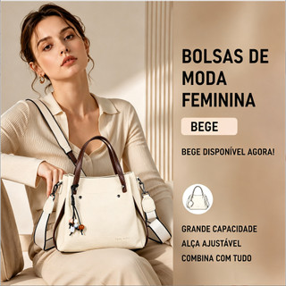 JAMI JAMI  Bolsa Tote Estruturada com Alça Ajustável Pingente Decorativo Fecho em Zíper para Trabalho e Passeios TM9242