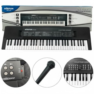 Teclado Eletrônico Musical 61 Teclas + Microfone