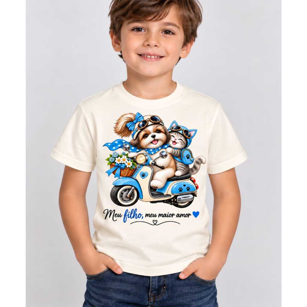 Camiseta Infantil Masculina Crianças Confortável Casual Premium para Dia a Dia Estampada "Meu Filho meu maior Amor"