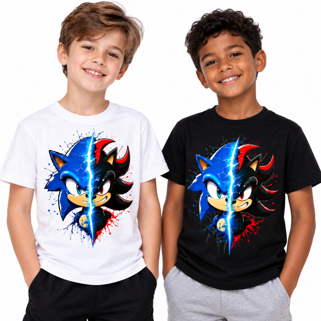 Camiseta Sonic Infantil Menino 100% Algodão Roupa do Sonic Infantil Camiseta Infantil Juvenil Manga Curta
