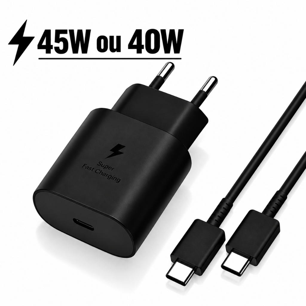 (ORIGINAL) Carregador Compatível Samsung 45W 40W Turbo Super Rápido Tipo C USB-C Modelo Sansung 2026
