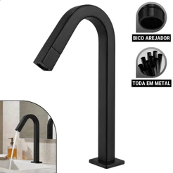 Torneira Banheiro Lav. Quadrada Preto Black Pratica Clean