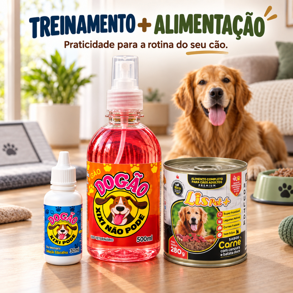 Kit Educador Sanitário Dogão Xixi Pode + Xixi Não Pode + Patê LisPet Carne 280g