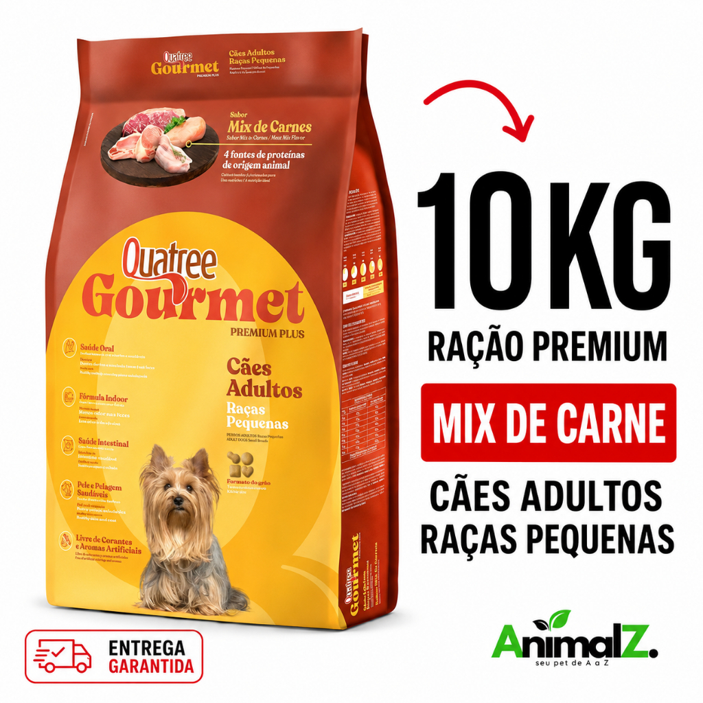 Ração Caes Quatree Gourmet Adultos Raças Pequenas 10,1 kg