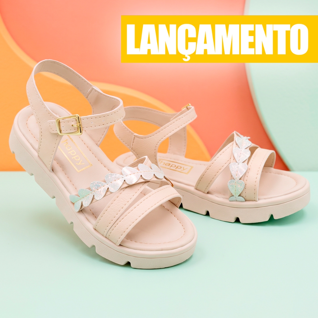 Sandalia Infantil Menina Feminino OffWhite Club Happy Verao