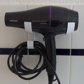 Suporte de Parede para Secador de Cabelo com Organizador de Cabo - Sem Furar