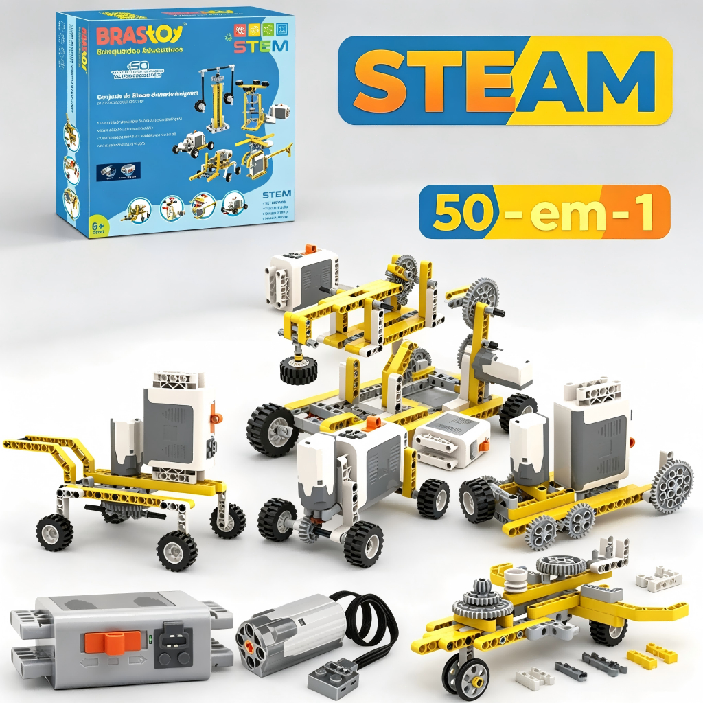 Brstoy STEM Blocos de Construção de Engenharia Educacional 50 em 1 com Motor,180Pecas