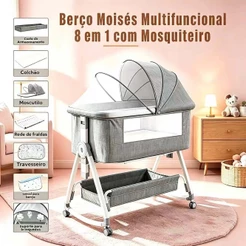 Berço Moisés Multifuncional 8 em 1 – Conforto e Praticidade para o Bebê !