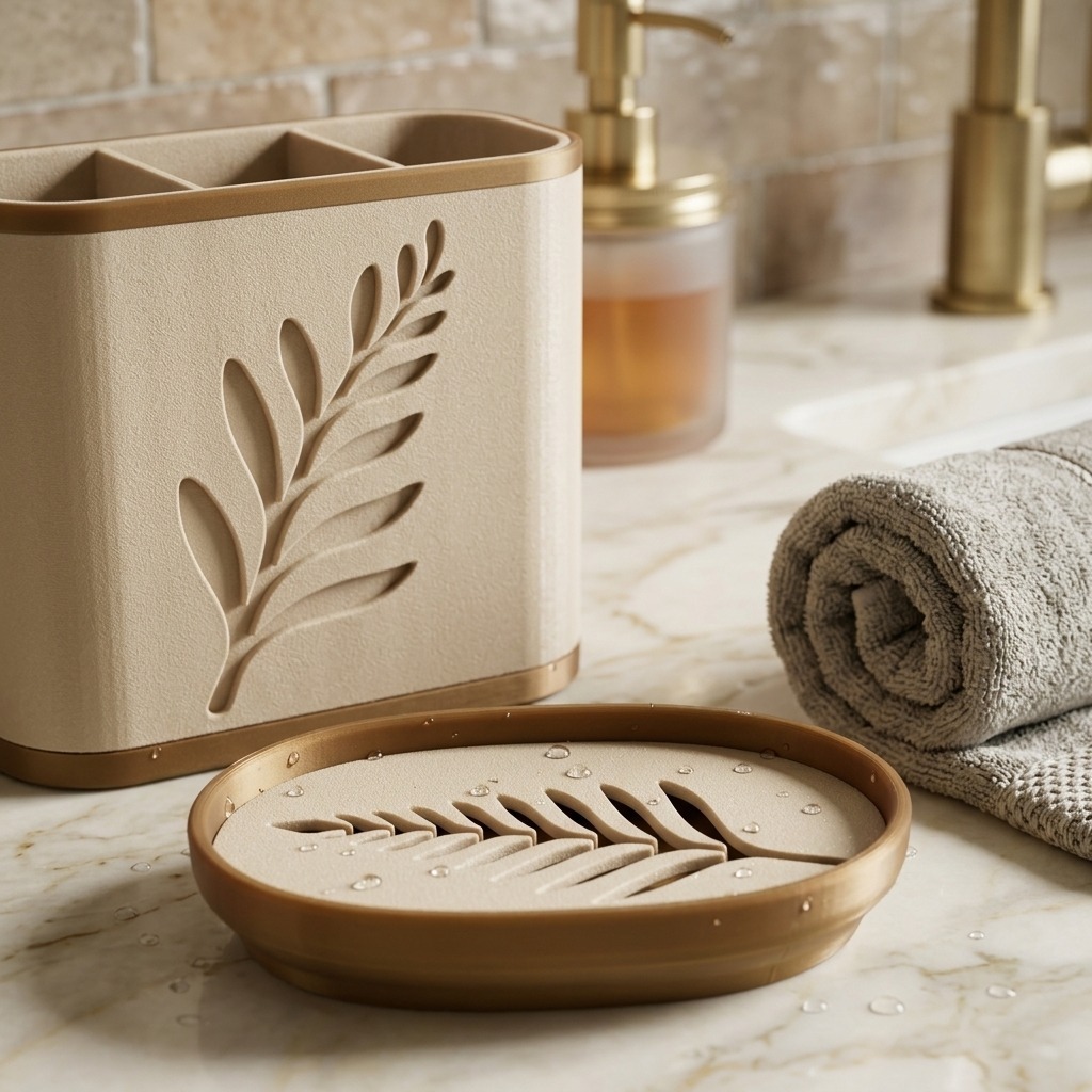 Kit Saboneteira e Porta Escova de Dente para Banheiro Moderno