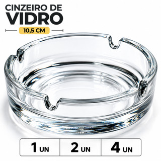 Cinzeiro Vidro Transparente Redondo Resistente Decorativo Mesa Bar Casa Escritório Lavável Premium
