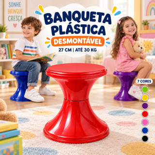 Banquinho Infantil Plástico Desmontável 27cm Até 30kg Banco Reforçado Portátil Criança Pia Escola Quarto Multiuso