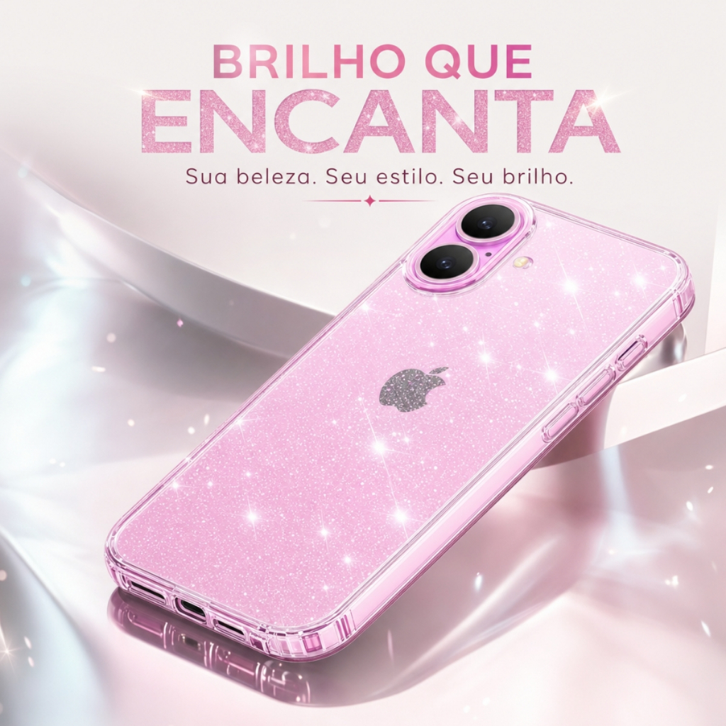Capa Capinha Case Glitter Brilho Transparente Brilhante Para Iphone 15/16/17/18 Pro/Pro Max/Plus/Air/E