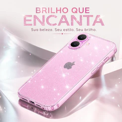 Capa Capinha Case Glitter Brilho Transparente Brilhante Para Iphone 15/16/17/18 Pro/Pro Max/Plus/Air/E