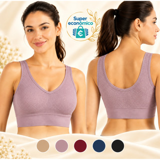 Top Feminino Sem Costura Algodão Respirável com Alças Largas Bojo Removível Sem Aro Conforto Diário P/M G/GG