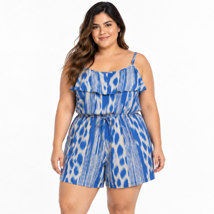 Macaquinho Feminino Plus Size Casual Verão Soltinho