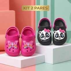 Kit 2 pares Sandália Infantil Feminina Babuche Criança Confortável Promoção