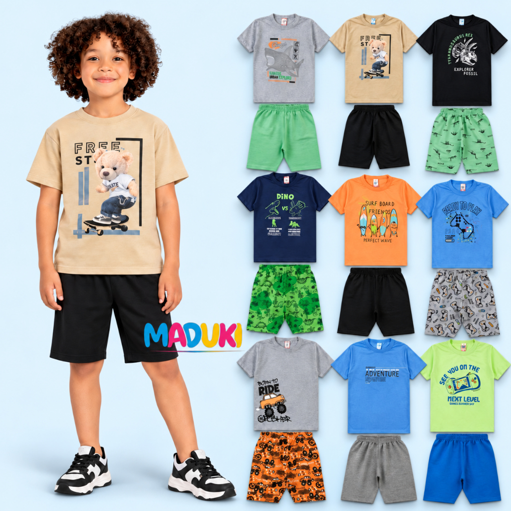 Kit 8 Peças Premium Infantil Juvenil Masculino 1 a 16 Conjunto Infantil Menino Verão