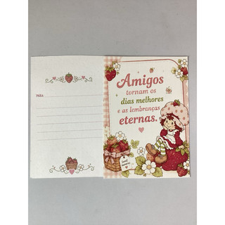 Cartão presente criativo Moranguinho temático retrô vibe aesthetic amor, amizade, ocasião especial, journal