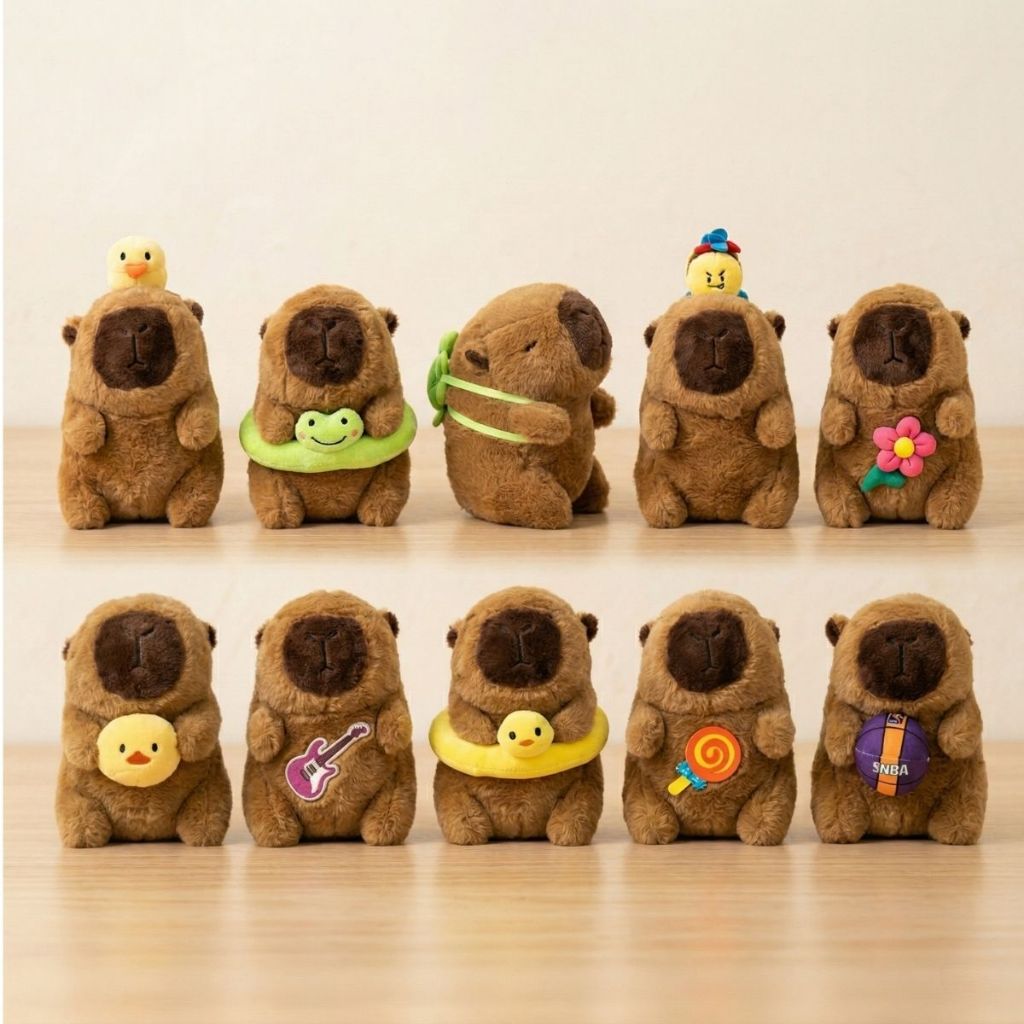 Brinquedo Capivara Pelúcia Musical 26cm Edição Especial Guitarra, Pato e Basquete - Envio Já!