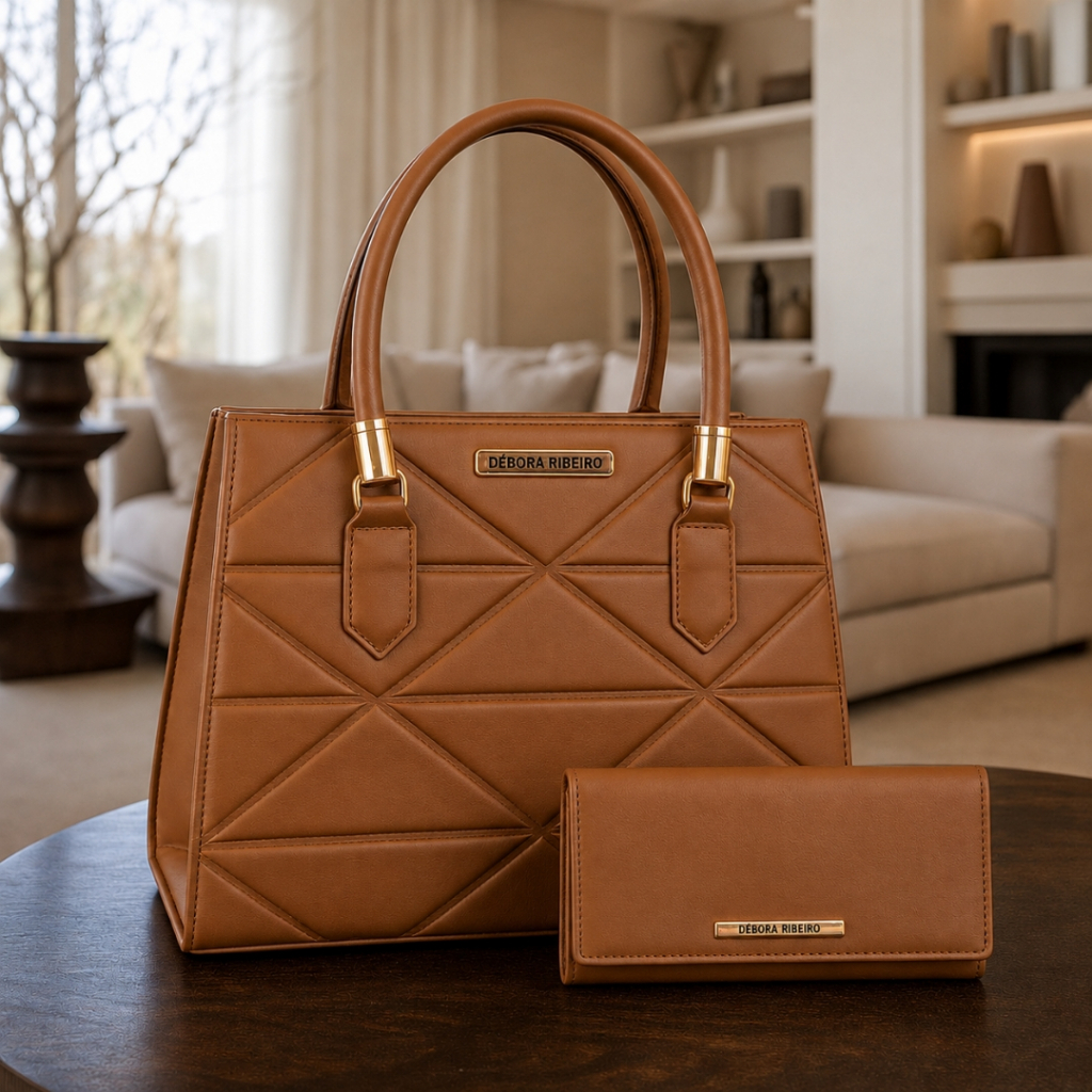 Bolsa Média Feminina Moderna De Ombro Transversal Com Bolso Reforçada Acompanha Carteira Promoção