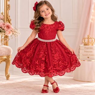 Vestido infantil menina Vestido feminino infantil Vestido Infantil aniversario luxo 1 ao 10