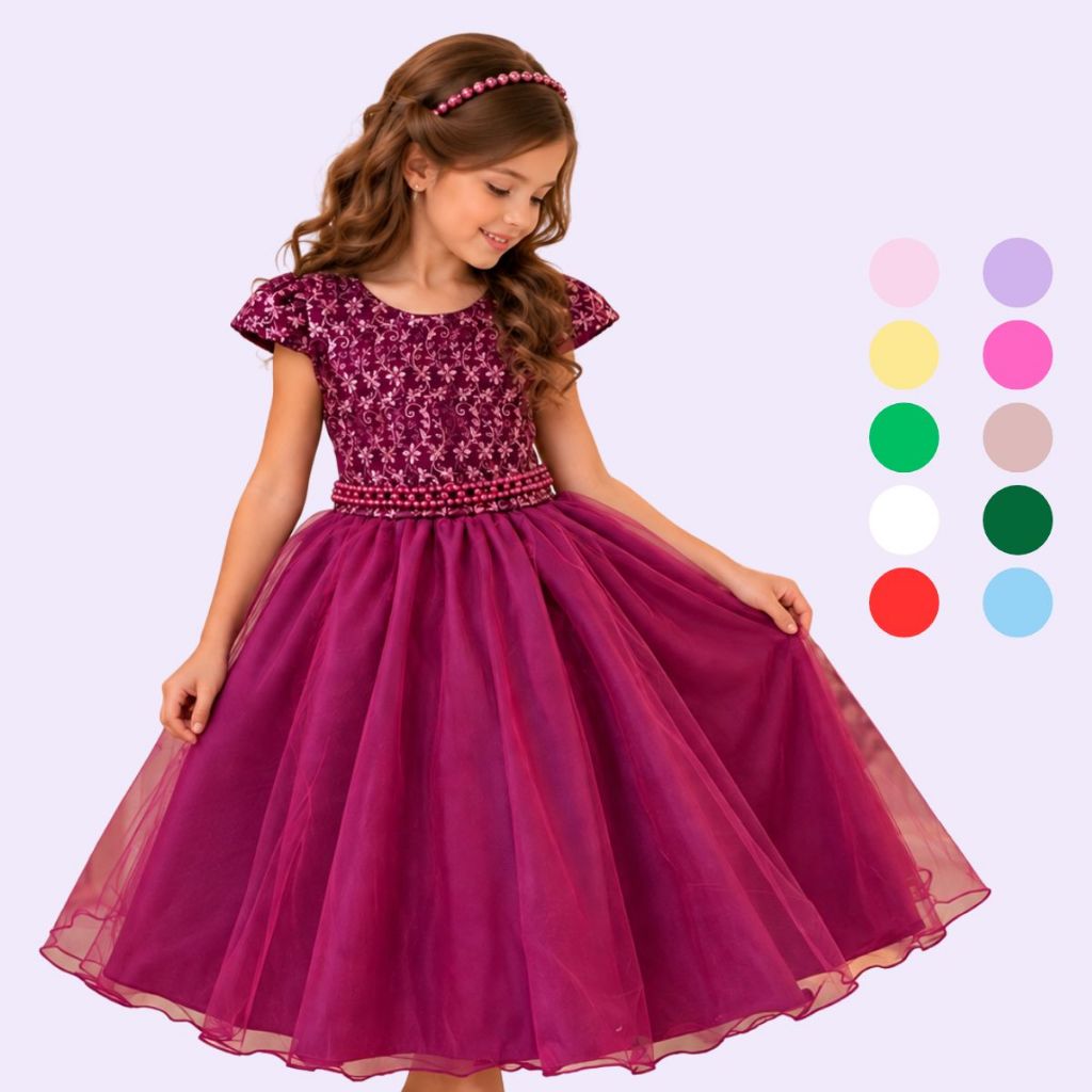 Vestido Juvenil Princesa Bordado Casamento Batizado Curto