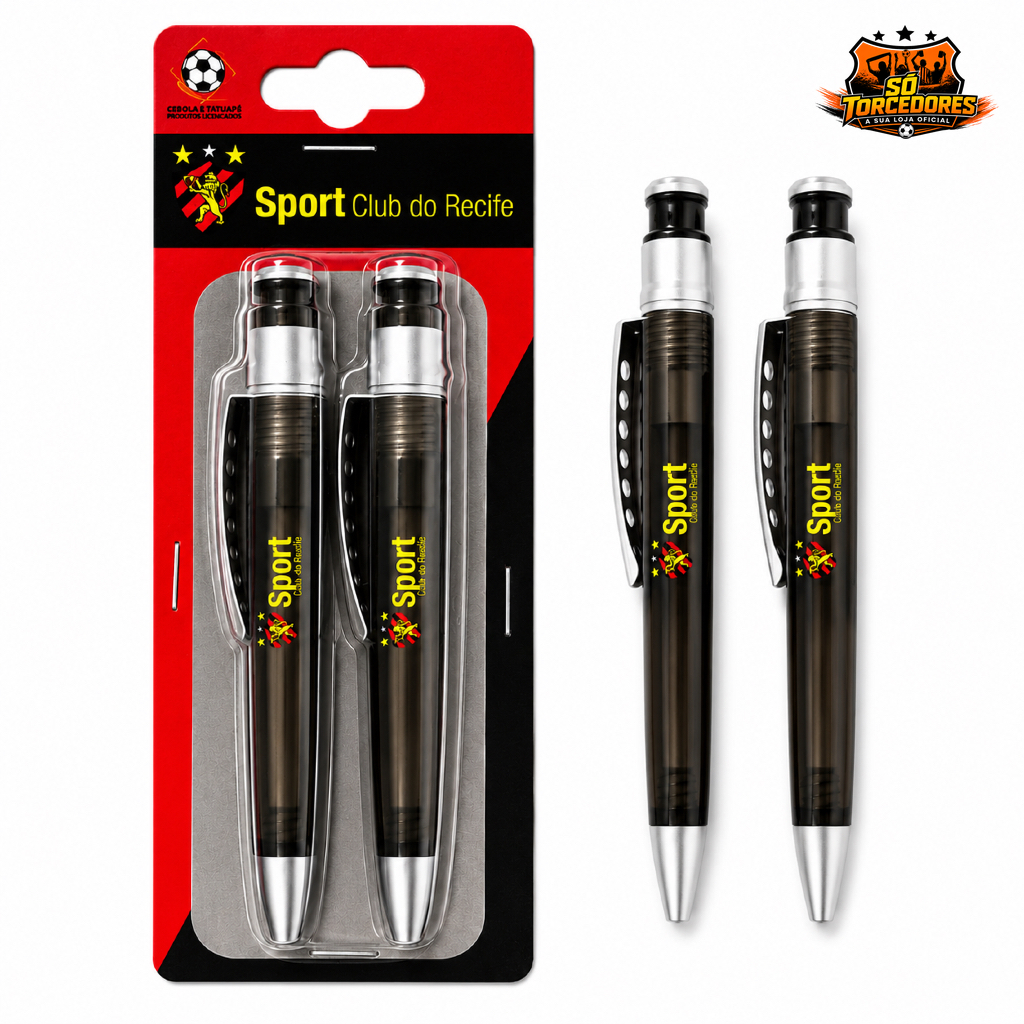 Kit Canetas Sport Club do Recife Oficial 2 Canetas Premium Time Sport
