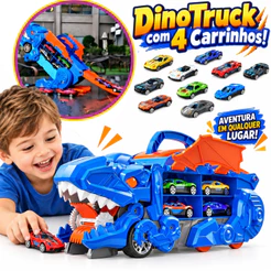 Caminhão Dinossauro Cegonha Brinquedo Menino Pista de Carrinho Maleta Lançador