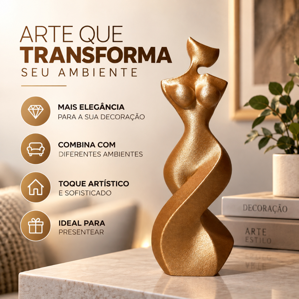 Escultura Corpo Mulher Abstrata Minimalista Elegante Decoração Sala Quarto Escritório Enfeite Woman Premium