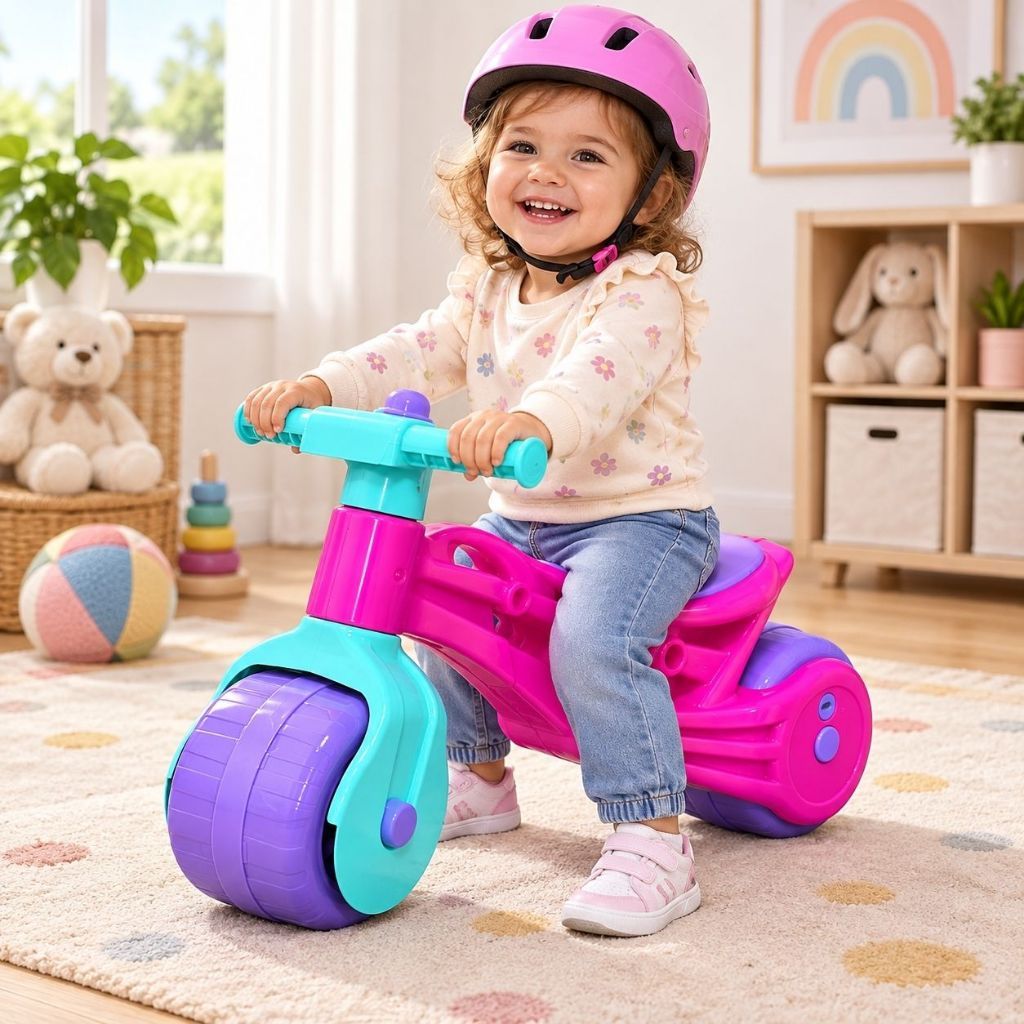 Bicicleta Infantil de Equilíbrio Baby Rider Usual Rosa Sem Pedais Bicicletinha Brinquedo para Passeio