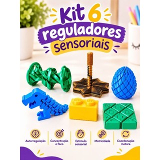 Kit 6 Brinquedos Sensoriais 3D Fidget Toys Antiestresse Reguladores Sensoriais para Foco Concentração