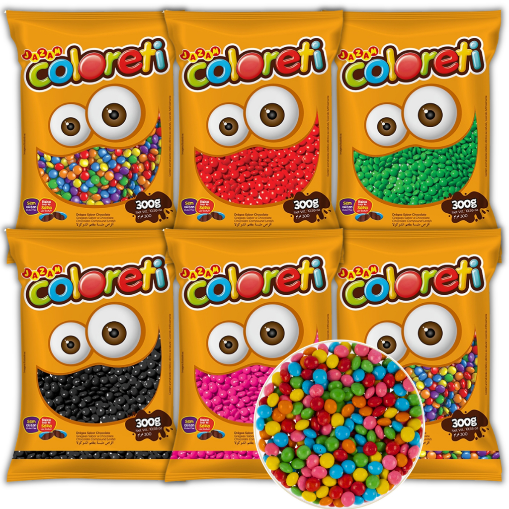 Confeitos Coloreti Mini 300g Jazam | Confeitos para Doces e Sobremesas | Lembrancinha Festa