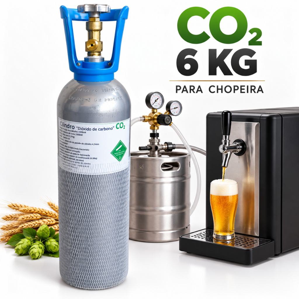 Cilindro VAZIO Para Chopp 6kg 16cm Gás Carbônico Co2 Chopeira