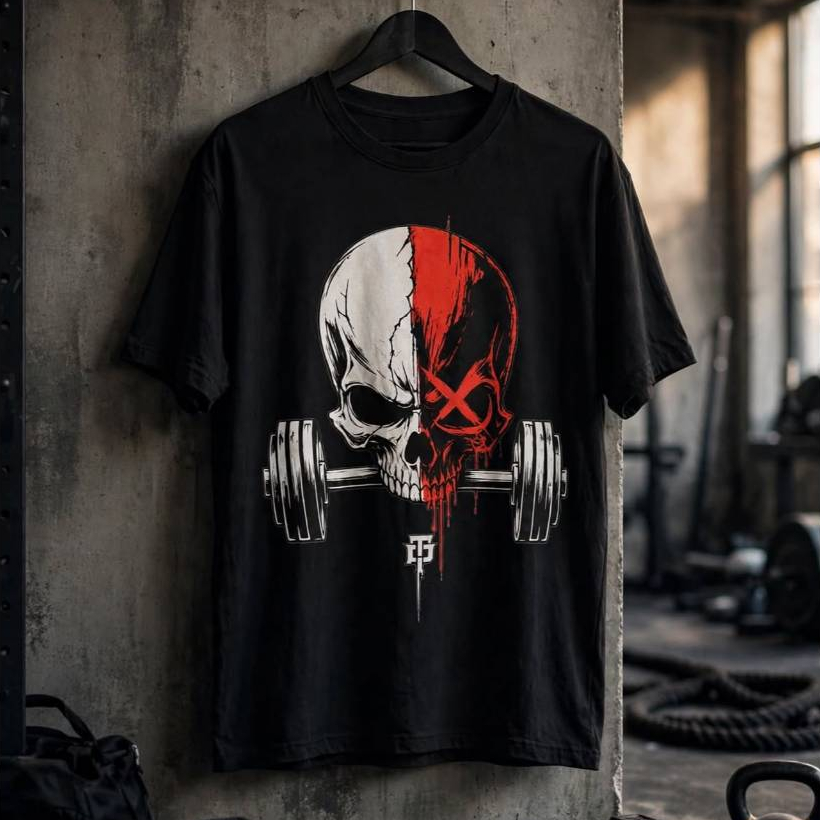 Camiseta Oversized Masculina Streetwear Estampada Skull Academia Caveira Fitness Treino Preta