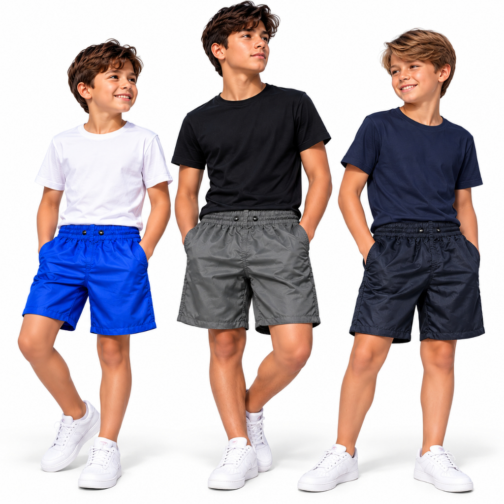 kit 03 bermudas menino tactel grosso juvenil infantil esporte escola lazer variadas