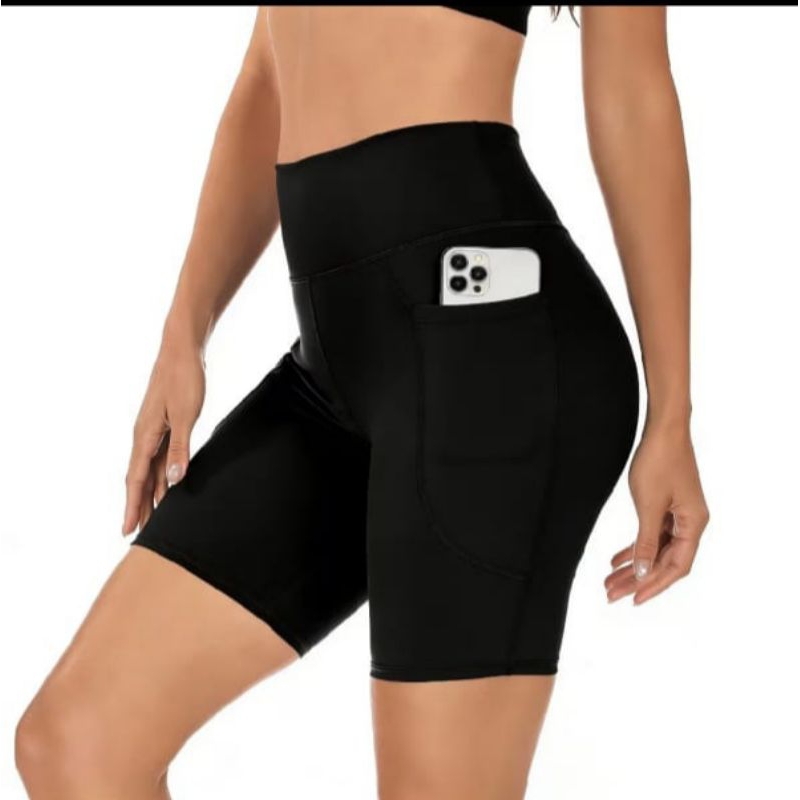 Short Legging Plus Size com Bolso Porta Celular Suplex Bermuda Cintura Alta Moda Fitness Academia Zero Transparência