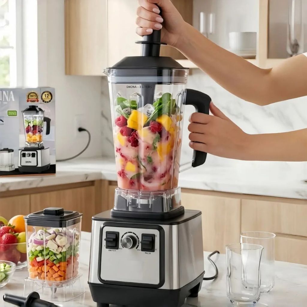 Liquidificador Industrial Bivolt 3 Litros 2 em 1 Inox Alta Potência Com Bastão Misturador Modelo 7261