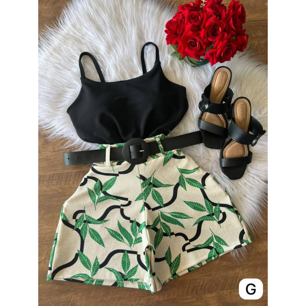 Conjunto G Blusa short saia cinto
