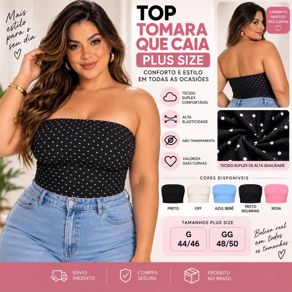 Blusa Tomara Que Caia Feminino Plus Size Suplex Póa Verão