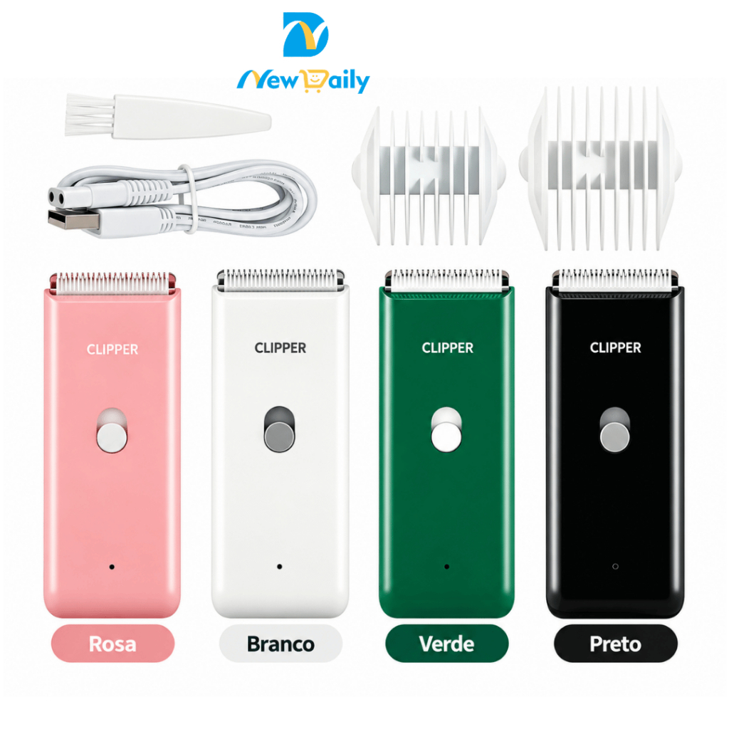 Máquina de Tosa Pet Recarregável USB para Cachorro e Gato Aparador de Pelos Baixo Ruído com Pentes PET-23