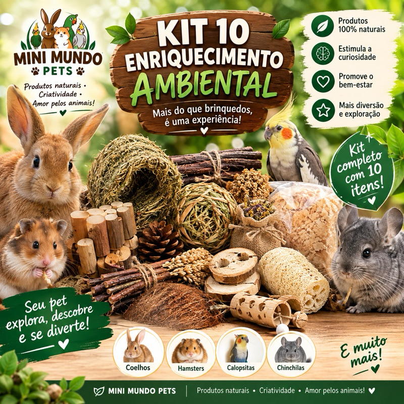 FORRAGEM E ENRIQUECIMENTO AMBIENTAL 100% natural - Premium AVES E ROEDORES