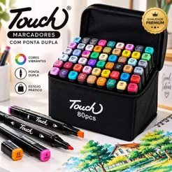 Kit Caneta Marcador TOUCH Ponta Dupla 24 36 48 60 80 120 168 Cores com Estojo para Desenho Arte