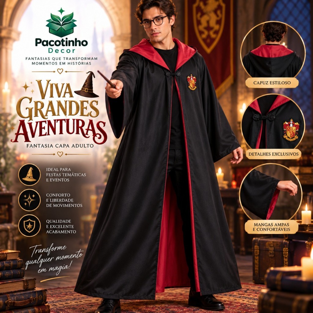 Fantasia Harry Potter Adulto Luxo Festas Fantasias, Halloween e Cosplay