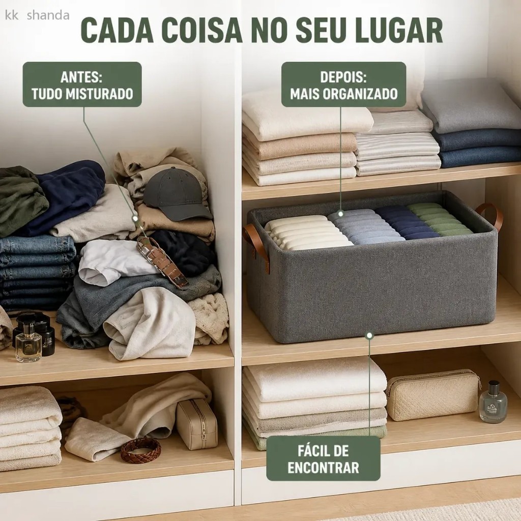 Kit 10 Caixas Organizadoras Dobráveis Guarda-roupa Grande — imagem 2 de 2